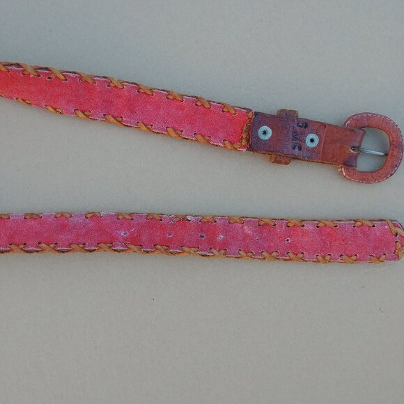 Handmade in Mexico brown red leather belt with braided detailing - Picture 6 of 10